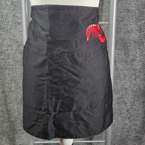 Clipper Black Waist Apron Red Lobster Embroidery 4 Pockets Server Chef Uniform